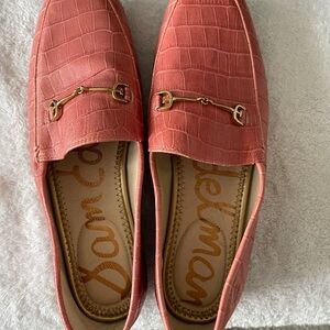 Sam Edelman faux croc pink loafers.